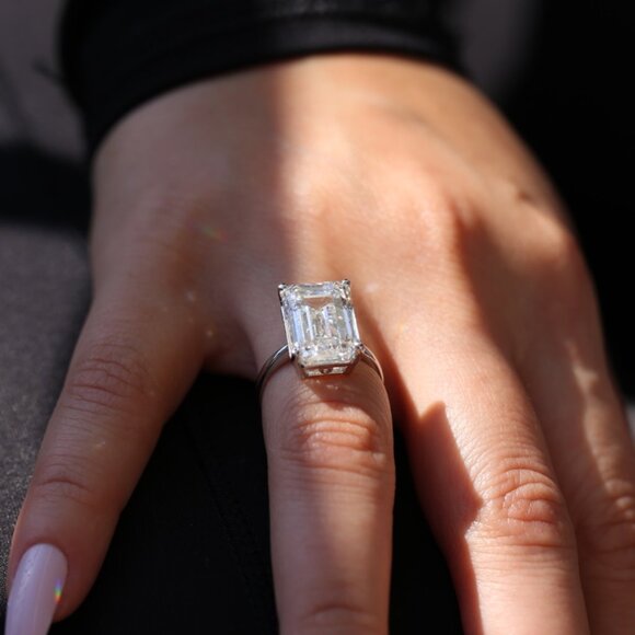 10.55 Carat Emerald Cut Lab-Grown Diamond Ring Diamond Details - Picture 2 of 5